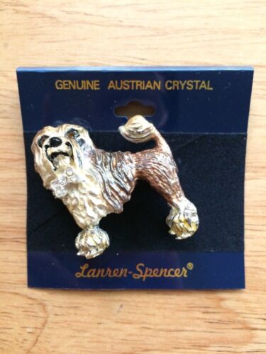 Austrian Crystal LOWCHEN Dog Lover Enamel Brooch Pin by Lanren-Spencer Laura - Picture 1 of 4