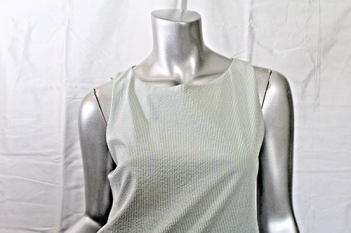 Abito smanicato donna AKRIS blu bianco Seersucker taglia 4 - Foto 2 di 5
