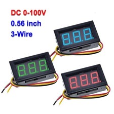 Module Voltmètre 0-100V - afficheur LED ROUGE/BLEU/VERT