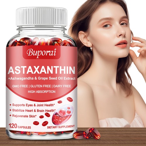 Astaxanthin 24mg - Skin and Eye, Heart and Cardiovascular Health, Antioxidant - Picture 1 of 12