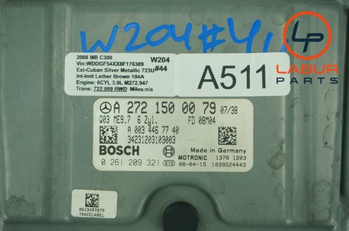 W204 Mercedes C300 E350 GLK350 M272 ECU ECM Engine Control Module Unit A1754 - Picture 4 of 4