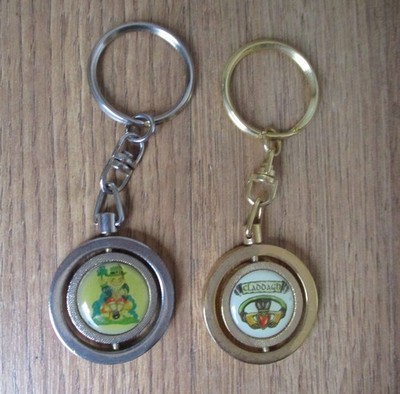 2 Spinner Keychain Vintage Irish Leprechaun Claddagh