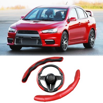 15'' Carbon Leather Steering Wheel Covers Anti-slip For Mitsubishi Lancer EVO X