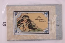 Vintage 1910s Unused Mother's Day Card Woman in Hat Blue Flowers