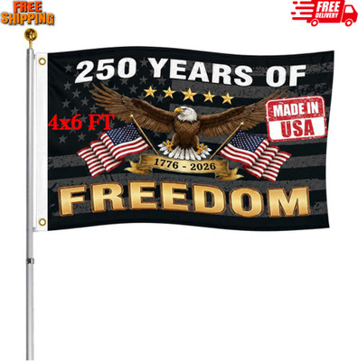 Double Sided USA 250Th Anniversary Flag 4X6 FT - Heavy Duty 3-Ply Polyester Bald