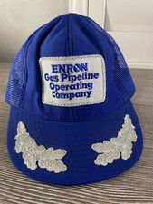 RARE Vintage Blue Mesh Enron Gas Pipeline Operating Cap Hat USA Trucker Snapback