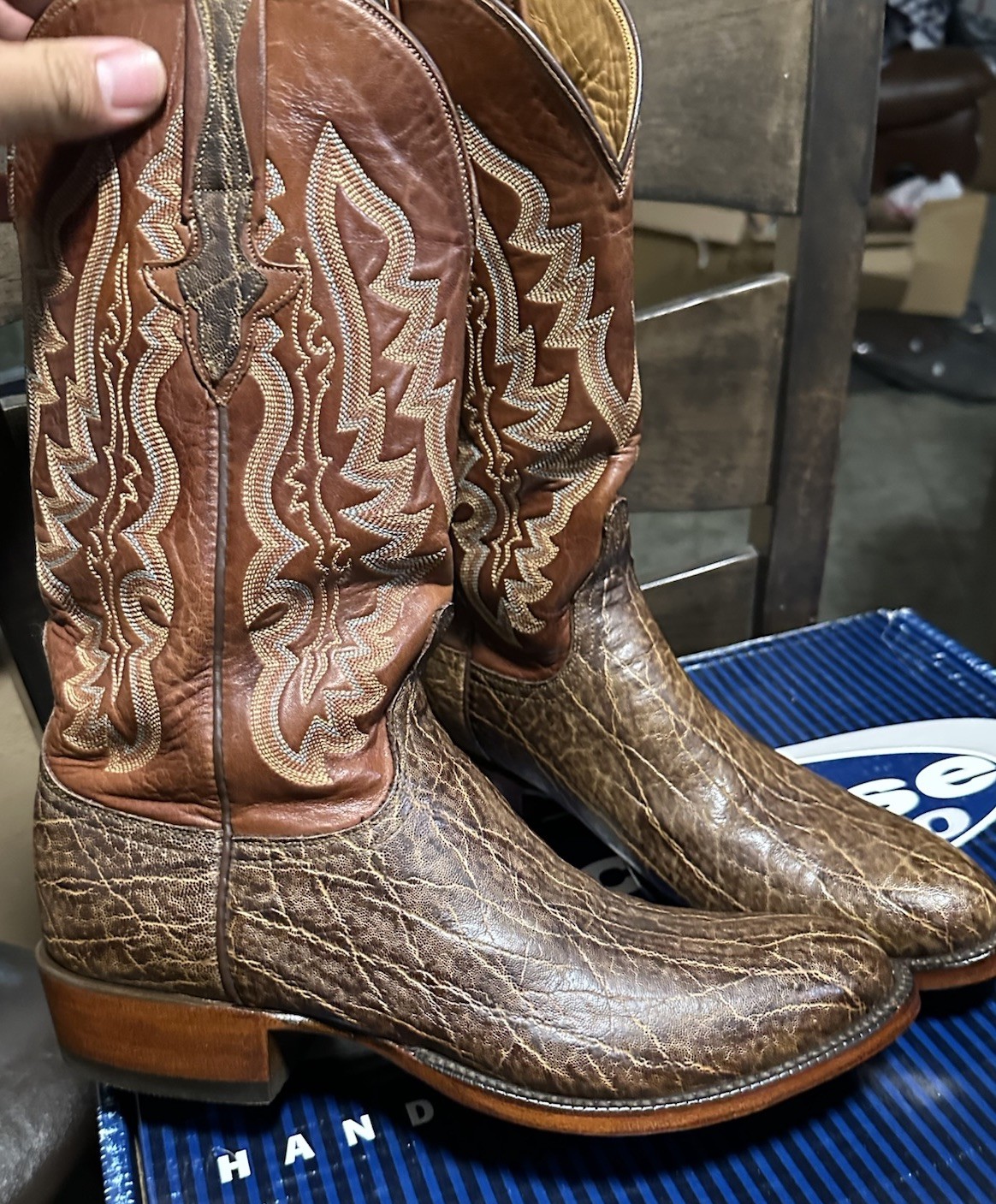 LUCCHESE BOOTS SIZE 8D Classics HANDMADE Elephant 🐘 Prints L0508 Mens image 2