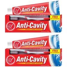 Anti-Cavity Fluoride Toothpaste - FREE Soft Toothbrush 6.4oz (181g) (Pack of 2)