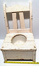 Antique VTG Wood Potty Chair w/ Enamel Chamber Pot Handmade Commode Toilet