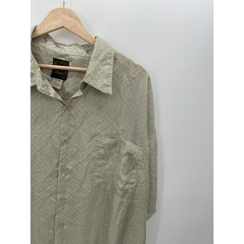 Bruno B Men Green Cream Printed Button Down Silk Shirt Size 2X Made in Italy - Picture 3 of 5