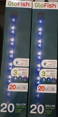 x2 GloFish LED Light Stick For Fish Aquariums Up to 20 Gal 3 Light Modes 
