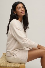 Barefoot Dreams Stone Malibu Collection Brushed Fleece Short Set Lounge Large