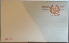 John Hancock, Patriot, UX75, 1978, 10 cent postal Card