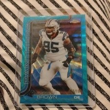 Topps 2025 Chrome Blue Wave Refractor /199 #47 Derrick Brown Panthers