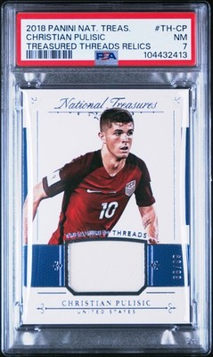 2018 NATIONAL TREASURES TREASURED THREADS RELICS CHRISTIAN PULISIC 68/99 PSA 7