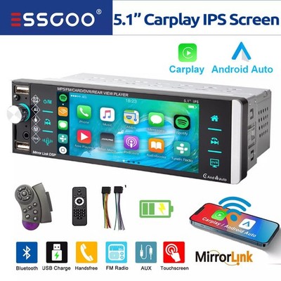 5'' Autoradio 1 DIN Wireless Apple Carplay Android Auto USB AUX FM Bluetooth TF