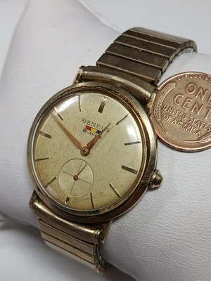 Working Vintage Benrus DN 411 Color Bar 21 Jewel Mens Mechanical Wrist Watch