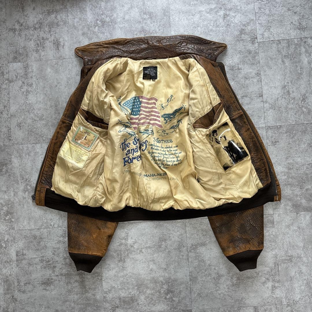 ジャケット・アウター 80s a-2 real leather jacket Vintage 1980s Addis Genuine Leather Biker Jacket / Fall