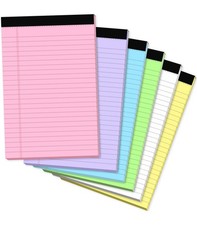 6 Pack Small Legal Pads 5x8 Colored Note College 5 x 8 In, 6