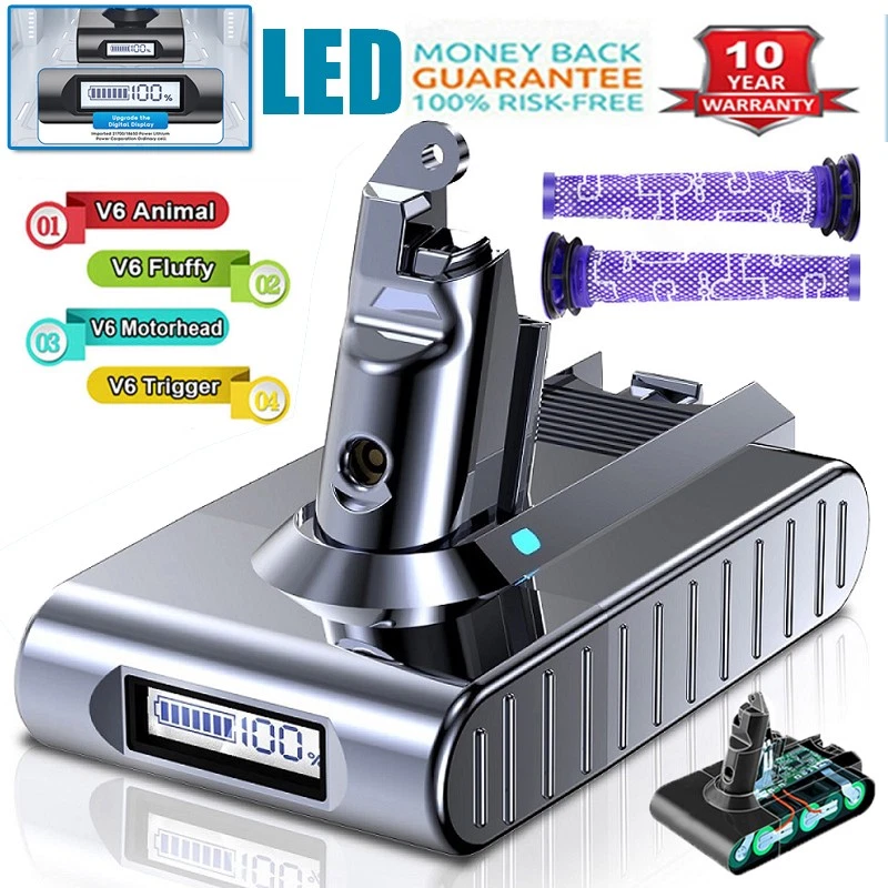 BONACELL SONY 9500mAh Akku Für DYSON V6 DC59 DC62 DC61 DC58 SV03 SV04 LED-Anzeige /Filter