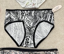 NWT RARE S Victoria s Secret Fabulous Black White Silky Smooth Satin VTG Panties