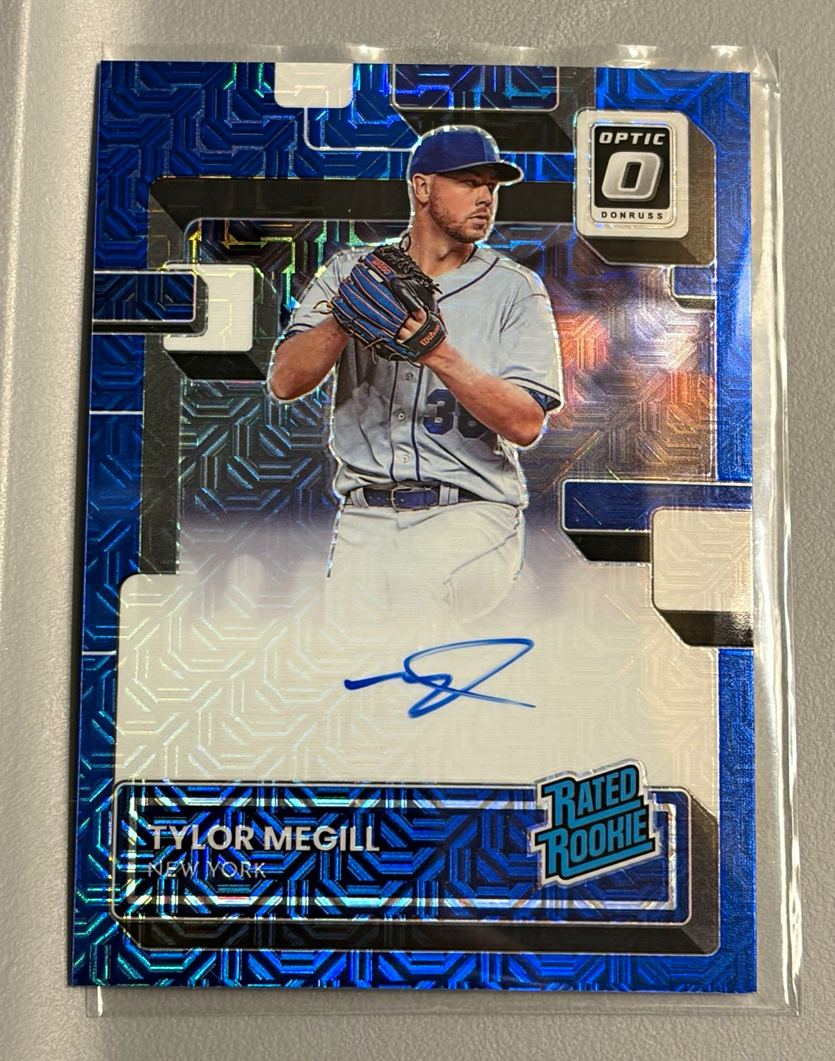Panini 2022 Donruss Optic Tylor Megill Blue Mojo Auto /99 RC RRS-TM Mint Mets