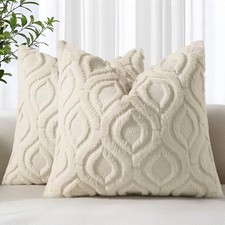 Throw Pillow Covers 18x18 Inch Set of 2, Soft 18" x 18" Pack of 2 Beige