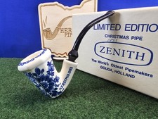 Zenith 1983 Natale stelo piegato ceramica pipa da fumo olandese, non fumata, scatola