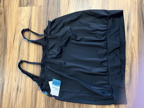 Swim Solutions Scoop-Neck Blouson Tankini Top - Blk/Floral Size 16. $78 - Picture 4 of 7