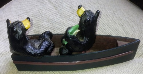 Big Sky Carvers Bearfoots Bear Fishing Boat S.S. Good Life Figurine LIMITED vtg. - Picture 2 of 14