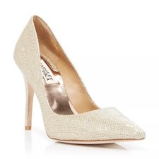 Badgley Mischka Gold Glitter Pointed Toe Stiletto Pumps for Women Size 6.5