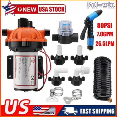 #ad 80PSI Deck Washdown Pump Boat Caravan Wash Water Pump 7.0 GPM 12V High Pressure $149.99