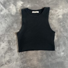 Pull & Bear Black Ribbed Crop Tank Top Womens...