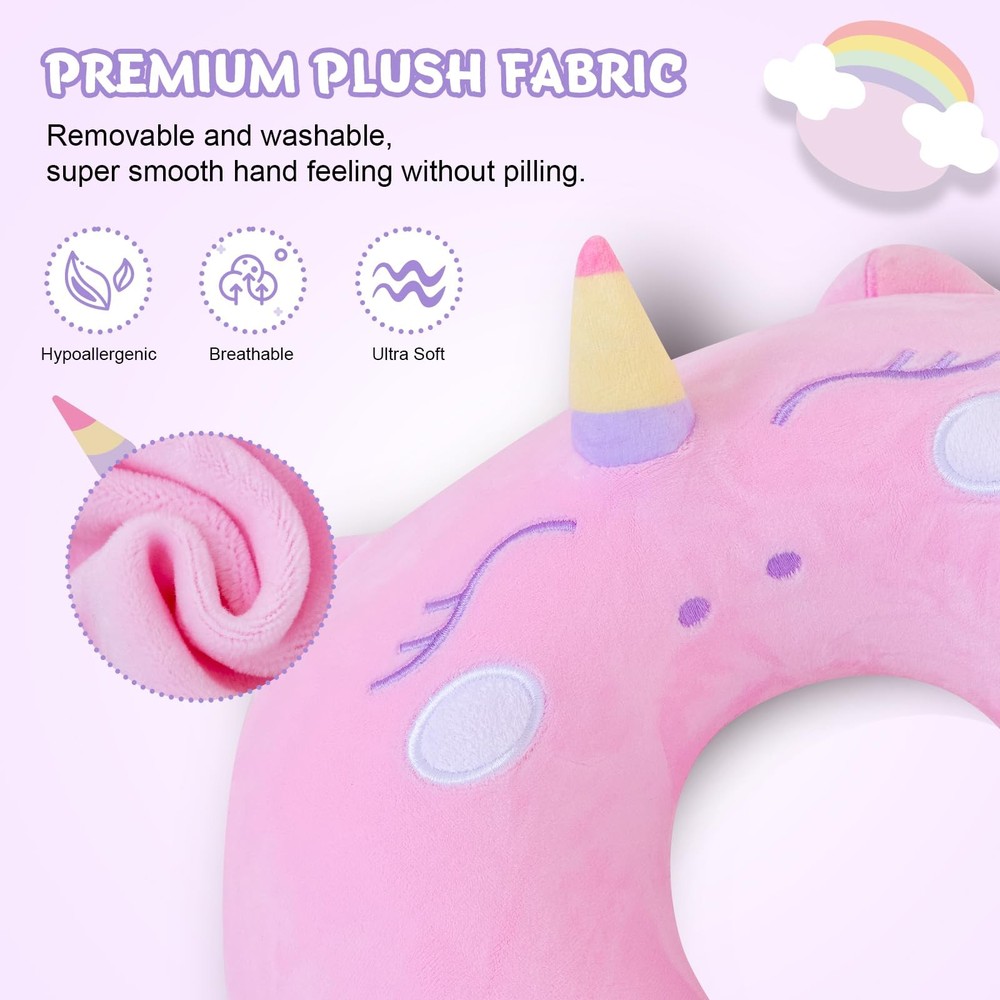 Kids & Adult Travel Neck Pillow Memory Foam Airplane Comfort Cute Design