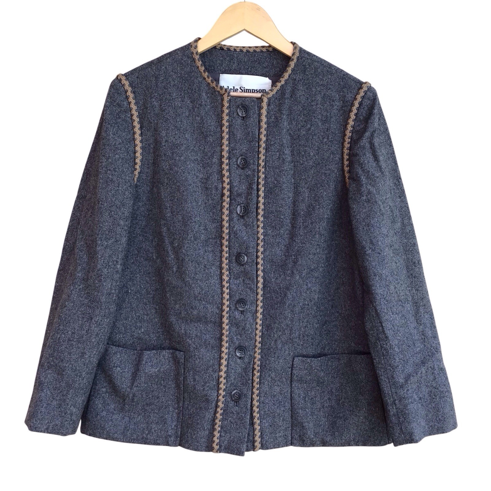 Vtg Adele Simpson Neiman Marcus Gray Wool Jacket … - image 1