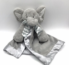 Bearington Baby Lovey Grey Elephant Baby Security Blanket Gray Satin Trim Gift