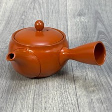 Traditional Japanese Kyusu Tokoname Teapot Ceramic Red Clay Brown Tea 