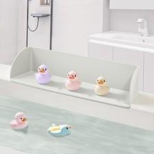 Silicone Bathtub Splash Guard with Strong Suction Cups, Bath Toy Holder & Wat...