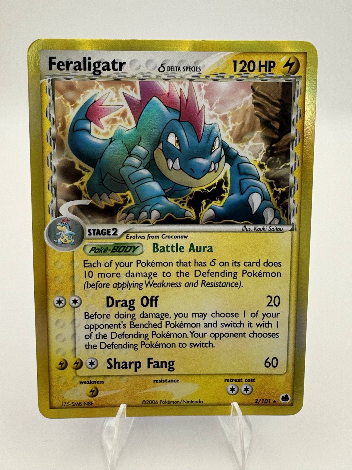 Pokémon- Feraligatr (Delta Species) EX Dragon Frontiers 2/101 Reverse Holo LP