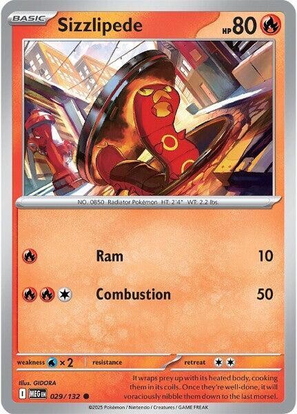 Sizzlipede Common ME01: Mega Evolution 029/132 NM Reverse Holo