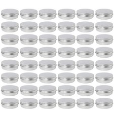 48 Pack 2 Oz Metal Round Tins Aluminum Cans Containers Screw Lids Salve Spice