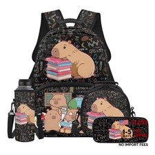 Kids Backpack Set 4Pcs Kids Backpack for Girls with Lunch Box School Capybara