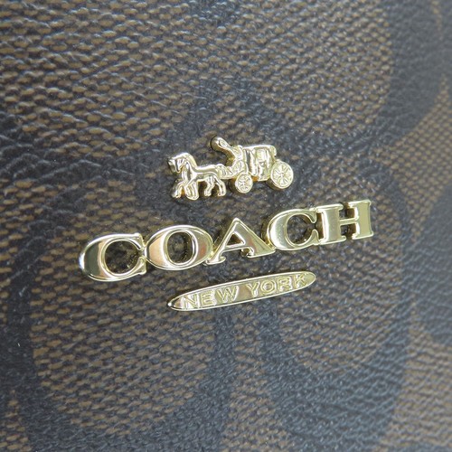 USADO COACH Bolso de Mano F57842 Signature Cuero/PVC Negro Marrón Oscuro Hombro - Imagen 5 de 15