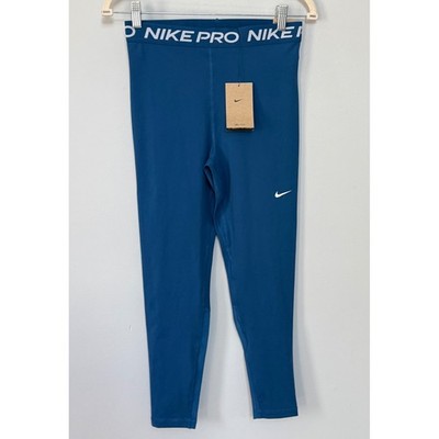 Nike Pro Women's High Rise 7/8 length Training Tight Fit Leggings Blue Sz M NEW