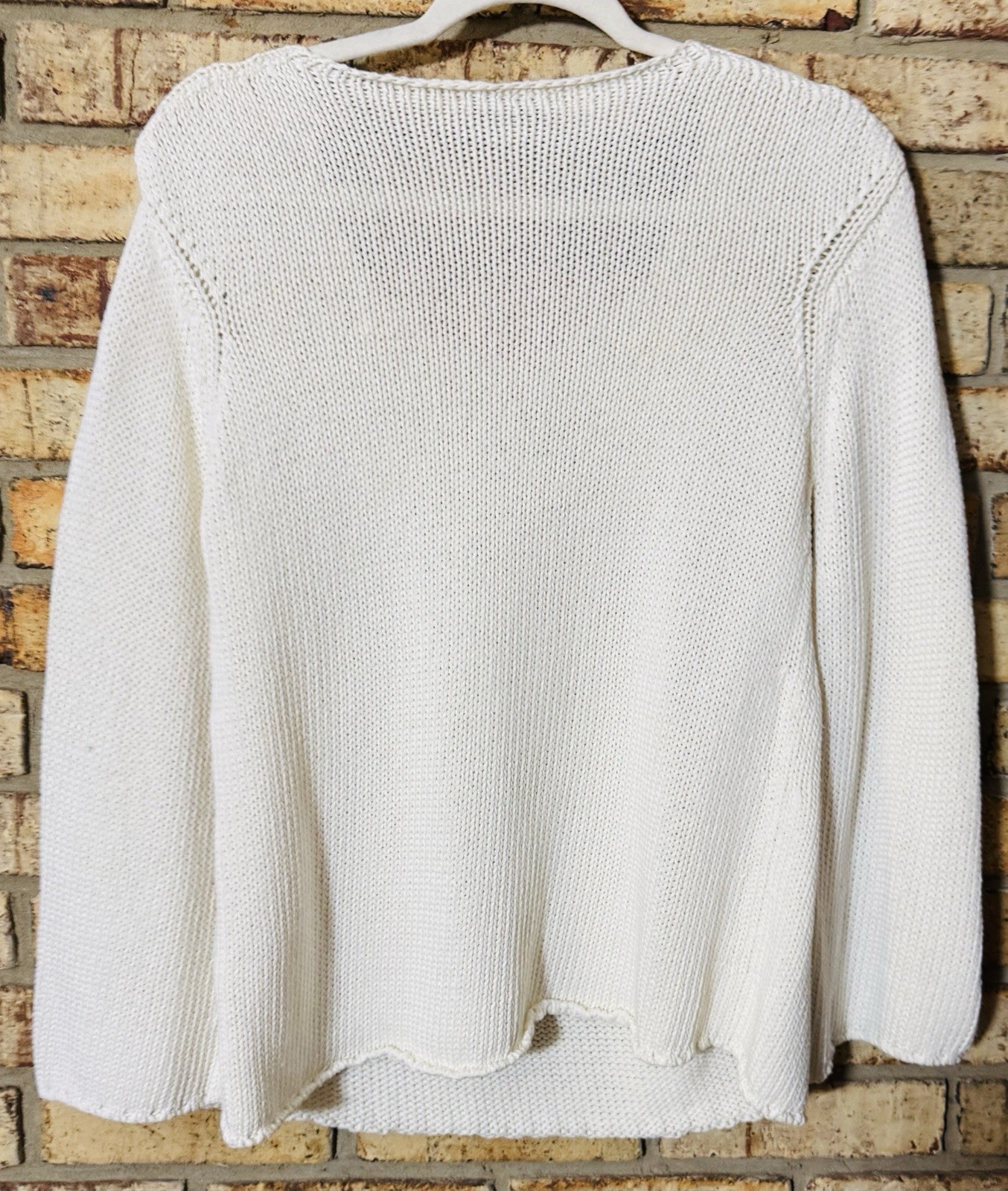 Lafayette 148 New York knit pullover sweater round neck white long sleeve S