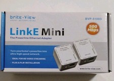Brite View BVP-5100D LinkE Mini Powerline Ethernet Adapter Bridge 500 Mbps NEW