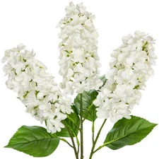 Artificial Hydrangea Flowers Real Touch – 3PCS 24.8" Faux Cone Hydrangea Stem...