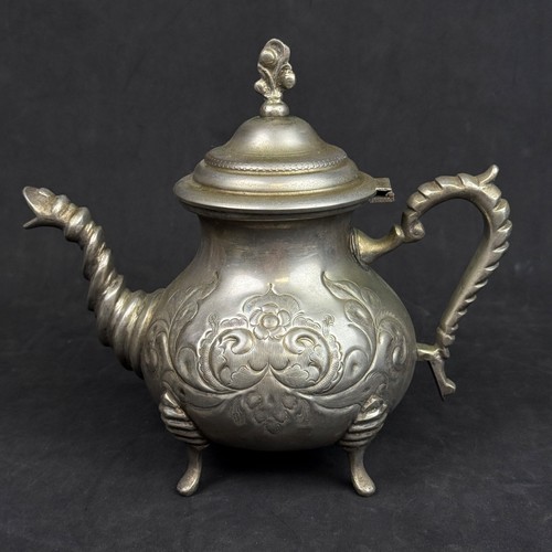 Vintage Tea Pot Rachdi Abdelaziz Fabricant d’articles d’argenterie FES Moroccan - Picture 1 of 15