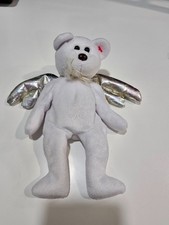 Ty Beanie Baby Halo II Rare Plush Stuffed Bear Angel Wings White Gold 2000
