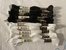10 Skeins DMC BLACK/WHTE Or BLACK/ECRU Or BLACK/B5200- YOU CHOOSE